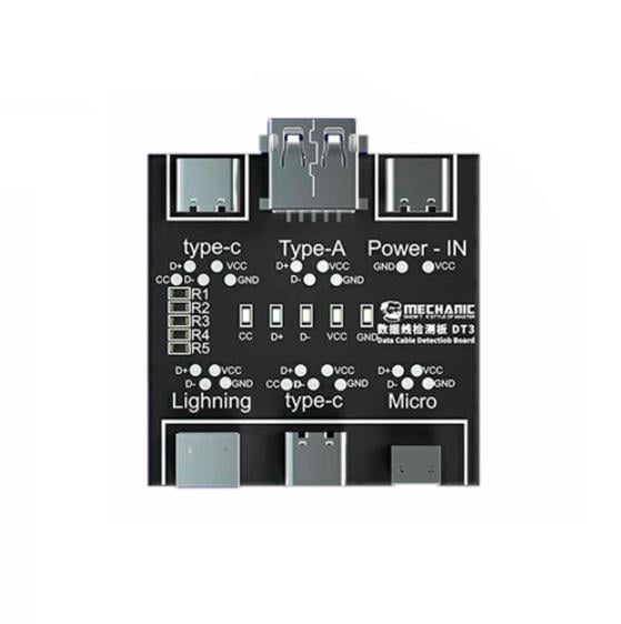 Плата-тестер для проверки дата кабелей Mechanic DT3 Type-C to MicroUSB 2xType-C Lighting USB-A (677112) Плата-тестер для проверки дата кабелей Mechanic DT3 Type-C to MicroUSB 2xType-C Lighting USB-A (677112)