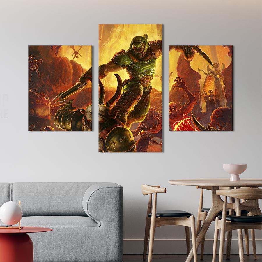 Картина на холсте триптих Палач Рока, Doom 141x90 см (1472-32)