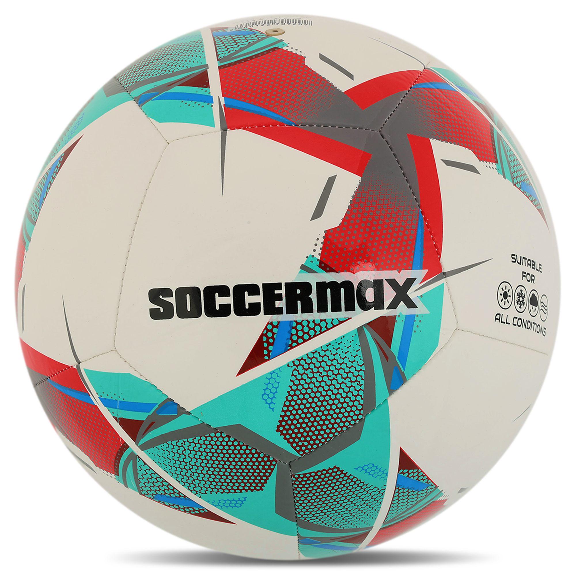 Мяч футбольный SOCCERMAX FB-4137 Гриппи сшит вручную PU №5 4 слоя (FB-4137_Белый)