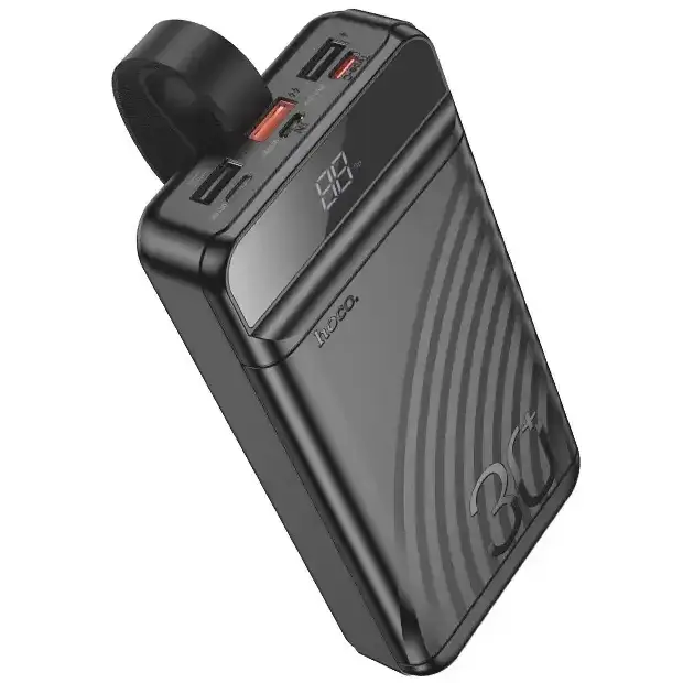 Павербанк із швидкою зарядкою та ліхтарем Hoco J123B 3USB/1Type-C 22,5W+PD20W 30000 mAh Чорний (27489712)