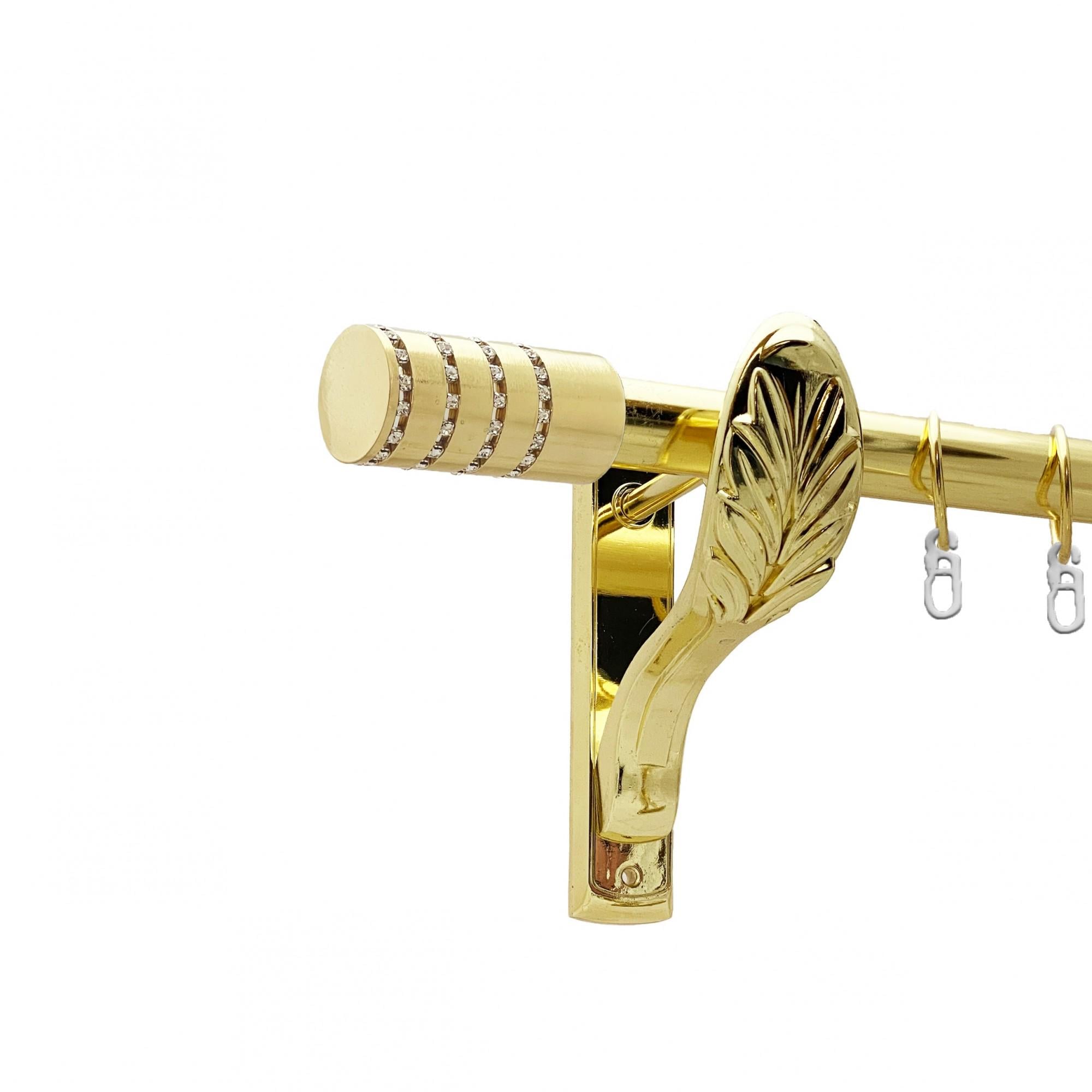 Карниз металлический Orvit Барамелла однорядный ретро/гладкая труба/кольцо металлическое Золото 25 мм 200 см (00-00021704)