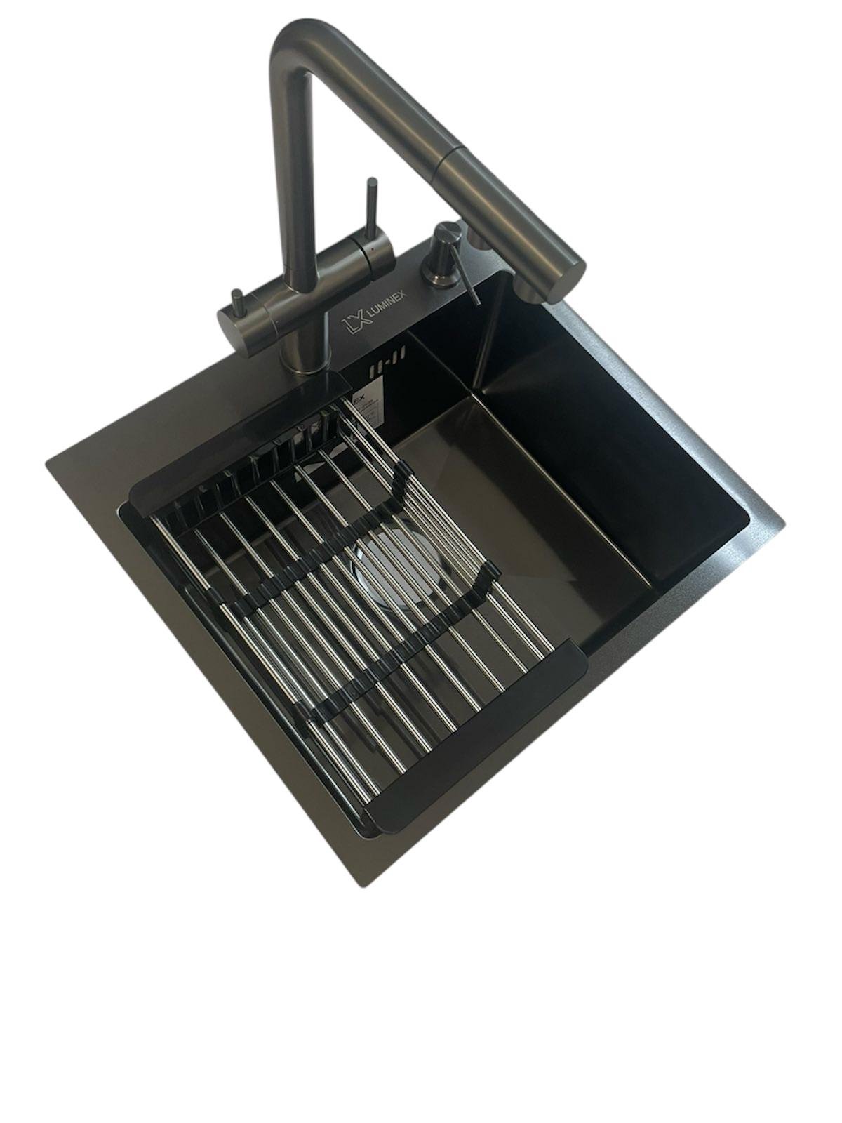 Мойка кухонная Luminex 50х45 см/кран выдвижной с фильтром воды Venta BK82FEG