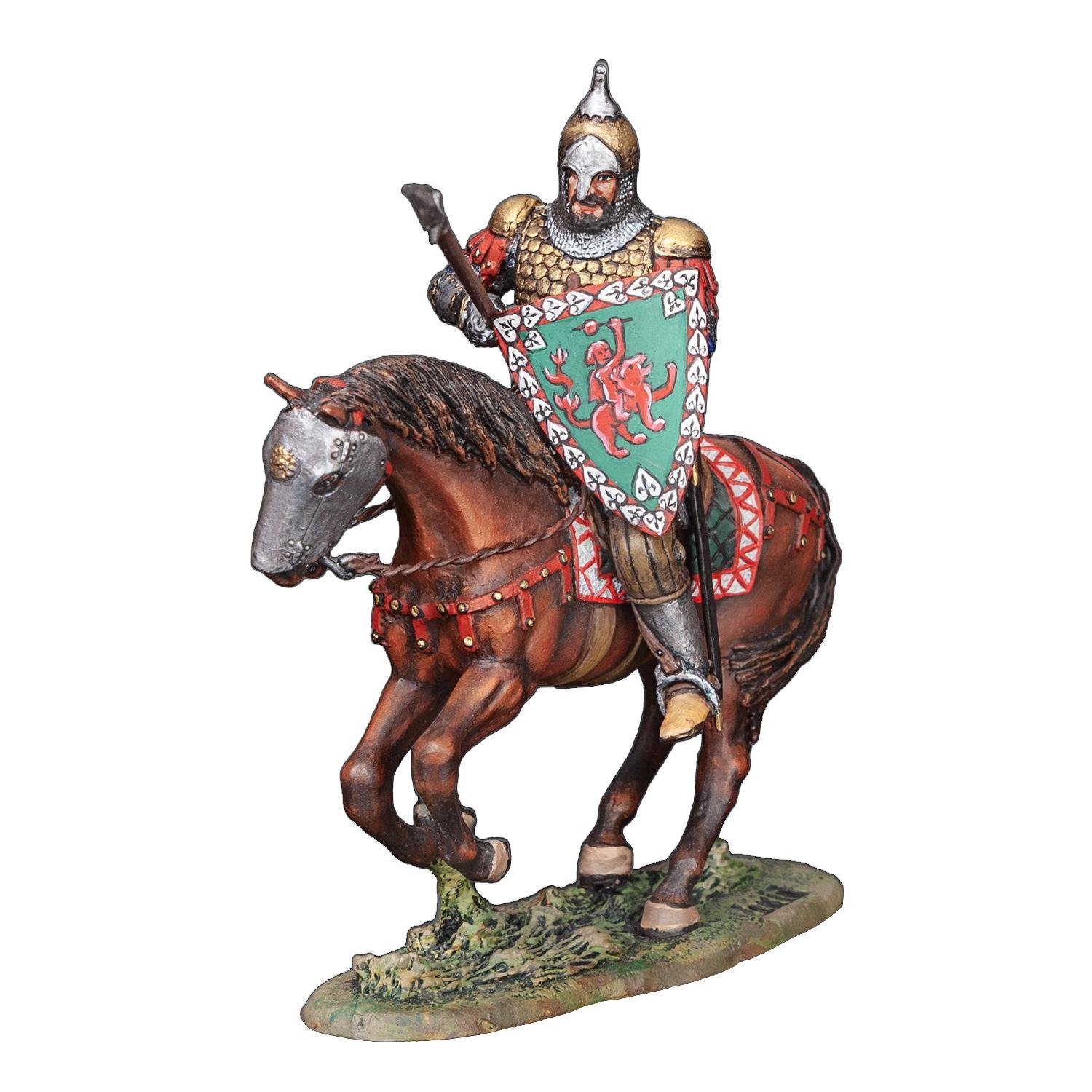 Статуэтка коллекционная крашеная Старшая дружина копейщик 14 века из металла и олова 9 см (42000022)