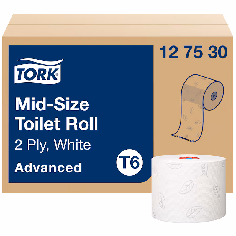 Туалетная бумага Tork Advanced в Mid-size рулонах среднего размера (127530)