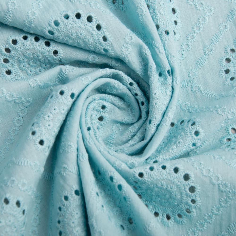 Тканина плательна бавовна батист прошва Діана Блакитний (22190)