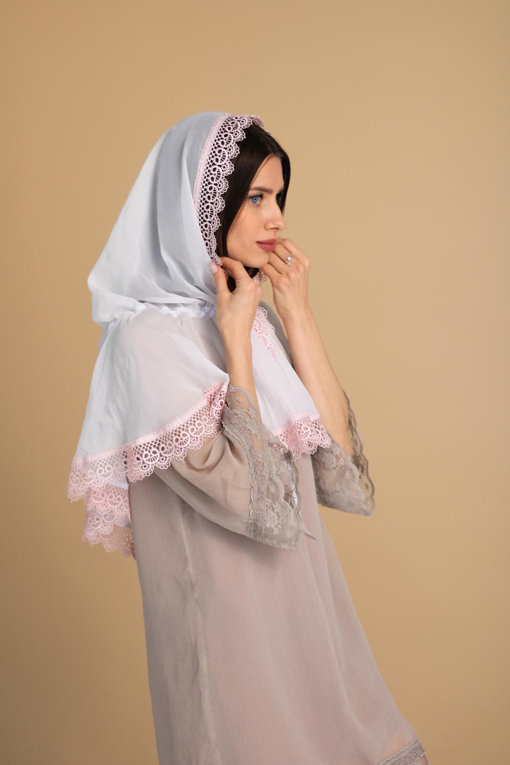 Палантин для храма на голову 80x120 см Белый (п026) - фото 5 Палантин для храма на голову 80x120 см Белый (п026) - фото 5