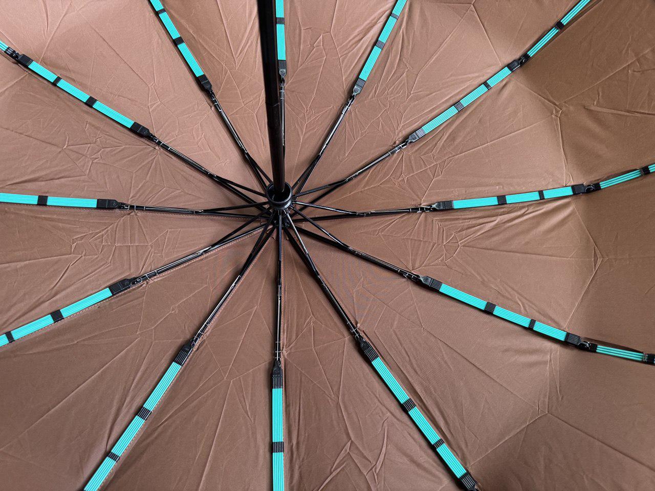 Парасолька автоматична жіноча Bellissimo 12 спиць 6 сегментів Шоколадний з червоною облямівкою (654/5) - фото 5