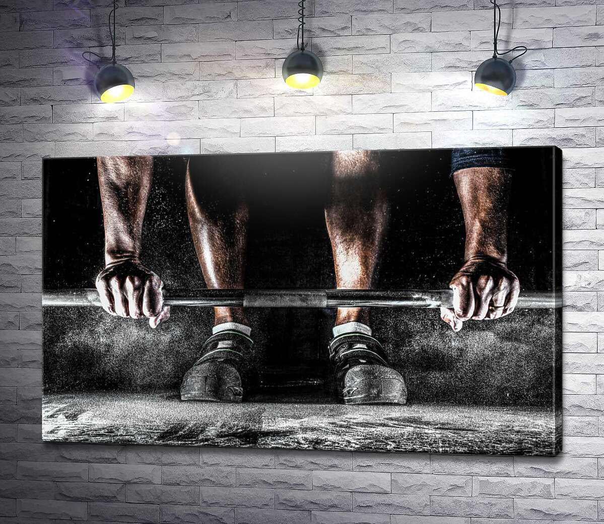 Картина ArtPoster Спортсмен тяжелоатлет готовится поднять штангу 130x80 см Модуль №1 (004459) Картина ArtPoster Спортсмен тяжелоатлет готовится поднять штангу 130x80 см Модуль №1 (004459)