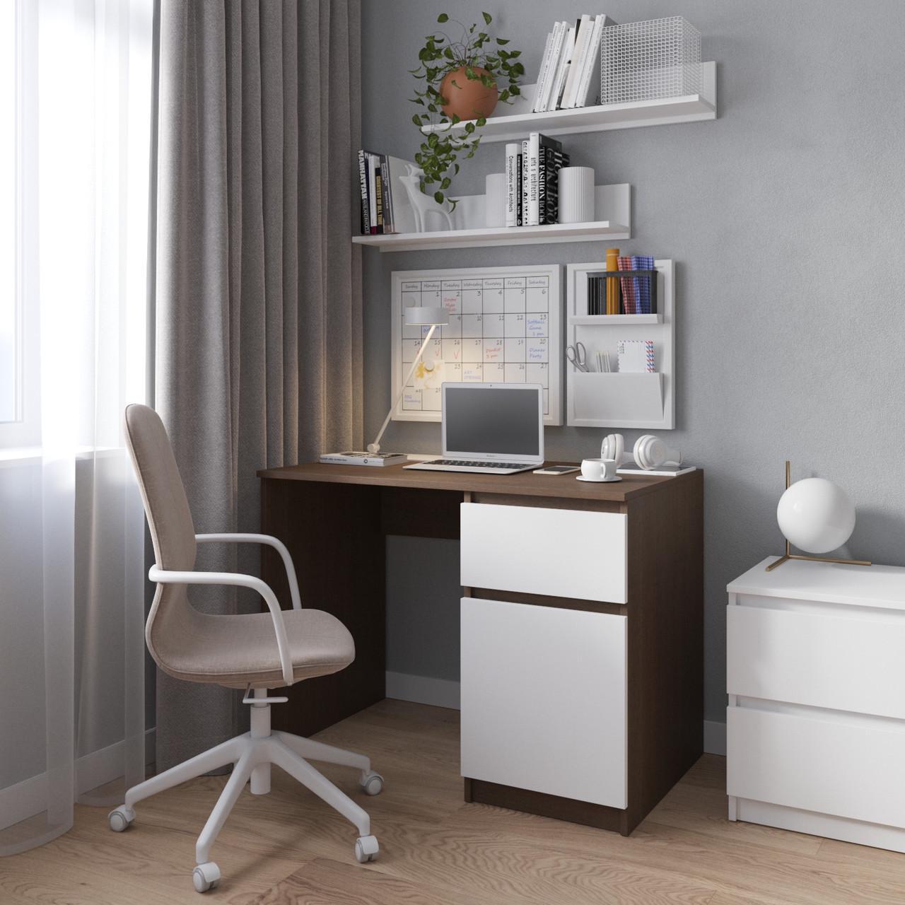 Письменный стол VAYS с ящиком и дверцей 100х60х75 см Венге магия/белый (31195344)