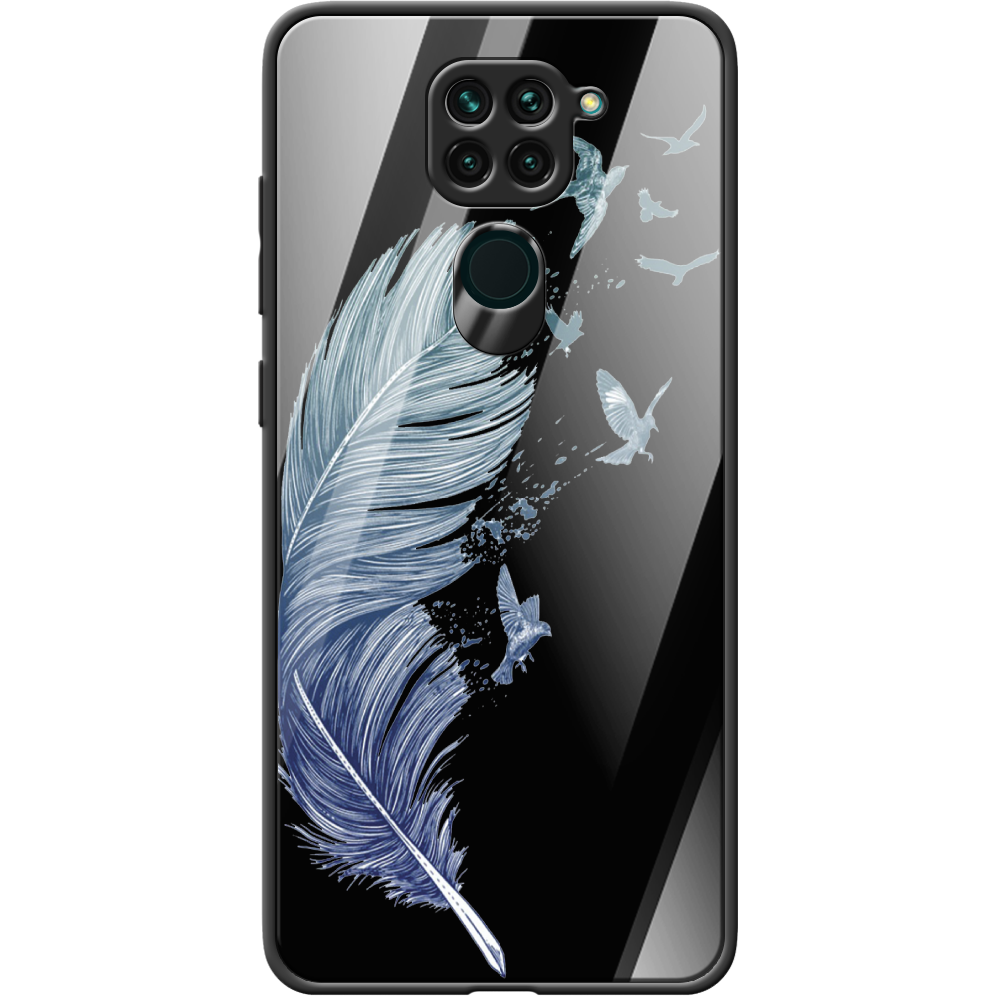 Чехол с рисунком Boxface Xiaomi Redmi Note 9 Feather Черный силикон со стеклом (39801-cc38-40102)