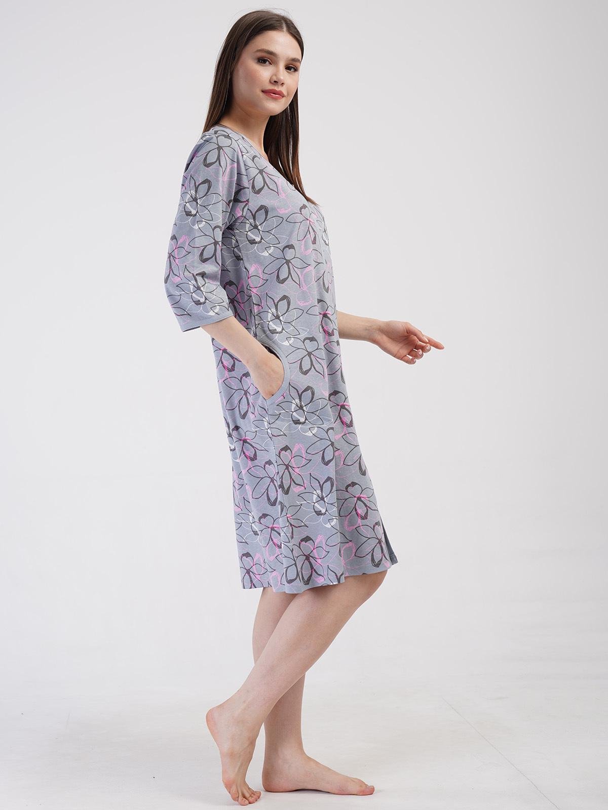 Халат хлопковый на молнии рукав 3/4 батальный - фото 2