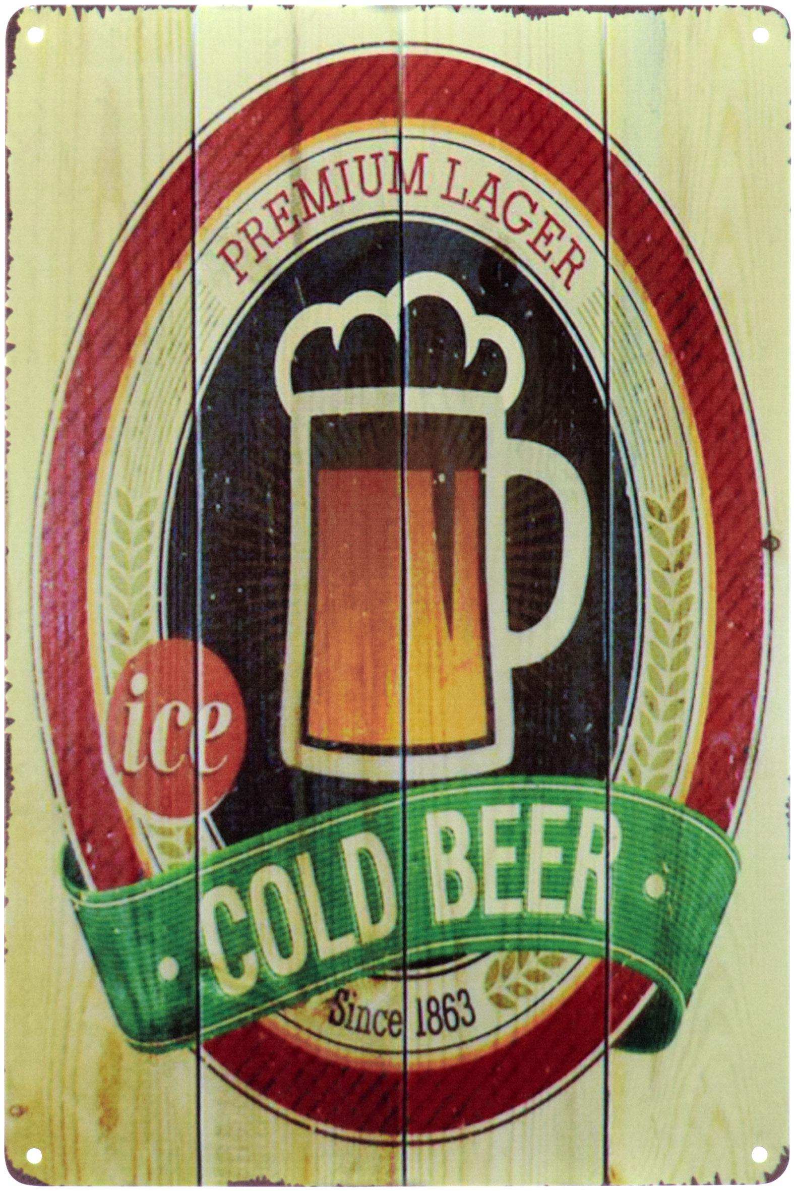 Табличка металева Premium Lager Холодне Пиво З 1863 20x30 см