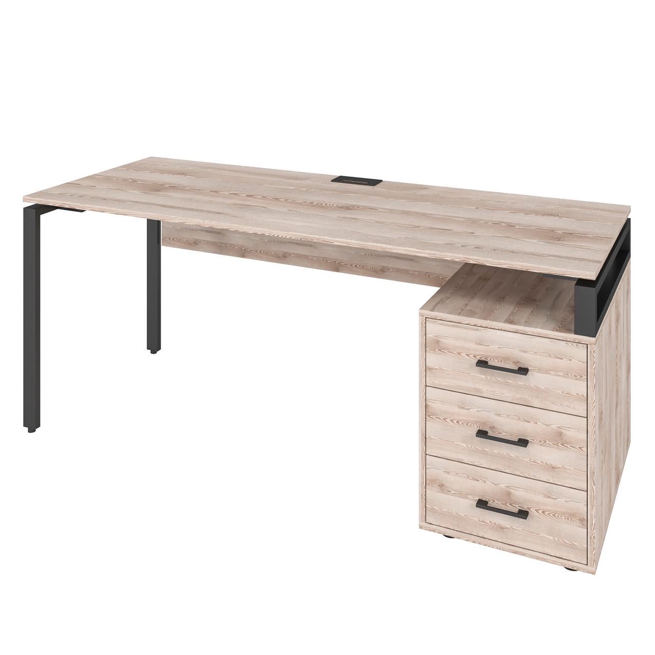 Офисный письменный стол Loft Details LM180b Сосна лофт кремовая с царгой