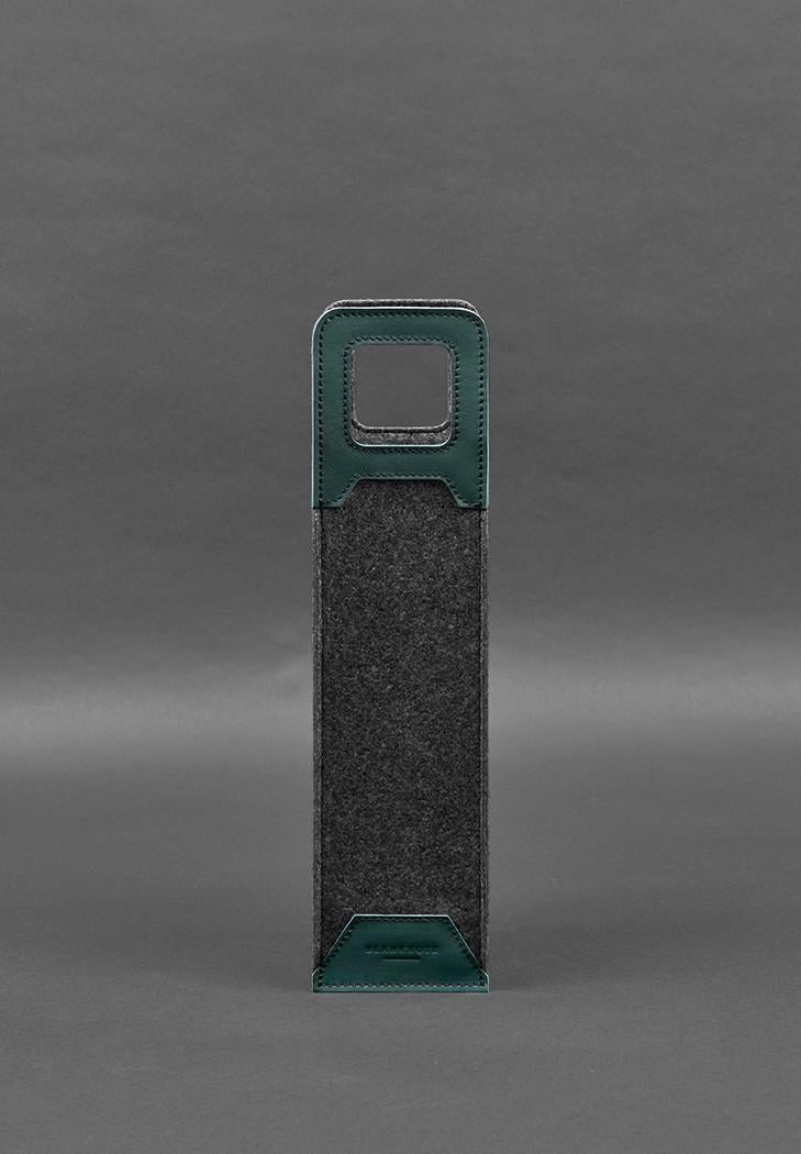 Чехол для вина 1.0 из фетра с кожаными вставками Краст Зеленый (A-027933) Чехол для вина 1.0 из фетра с кожаными вставками Краст Зеленый (A-027933)