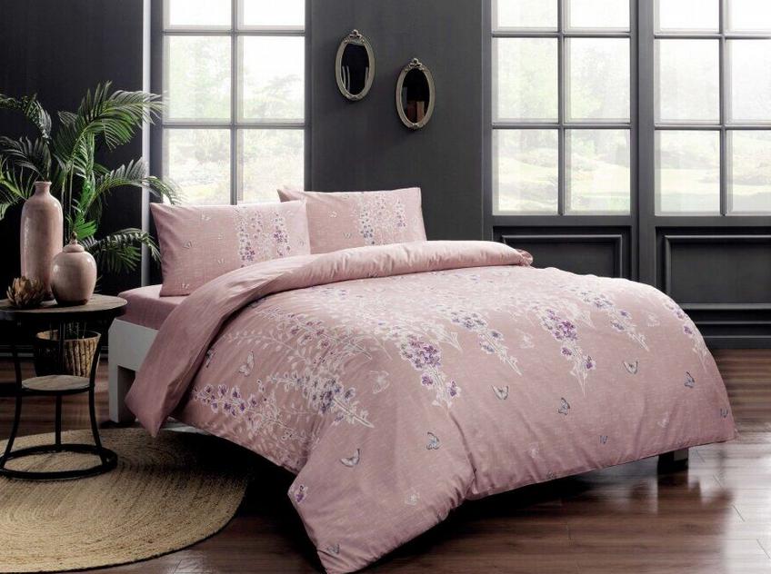 Постельное белье TАС Sarah pembe Ранфорс Евро Розовый