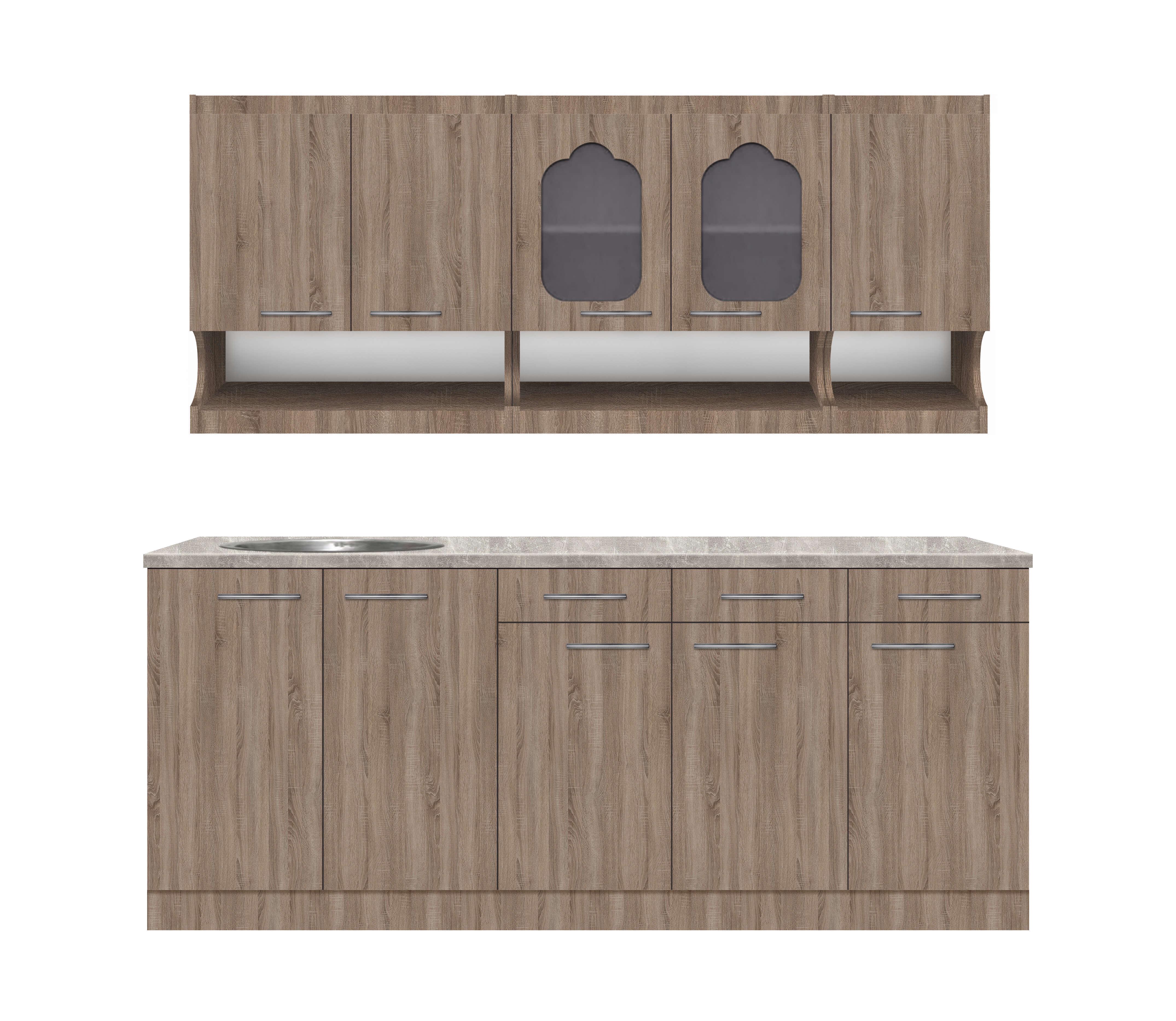 Кухня МАКСИ-МЕбель Валентина 2000 Дуб трюфель столешница Ателье светлое (5102206)