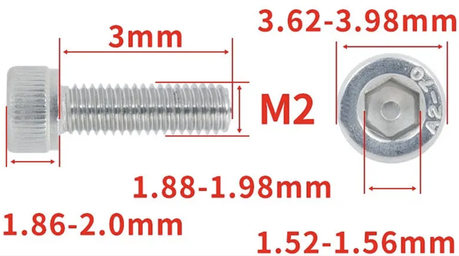 Винт с шестигранной головкой DIN912 M2x3 мм (DIN912_m2_3) - фото 2 Винт с шестигранной головкой DIN912 M2x3 мм (DIN912_m2_3) - фото 2