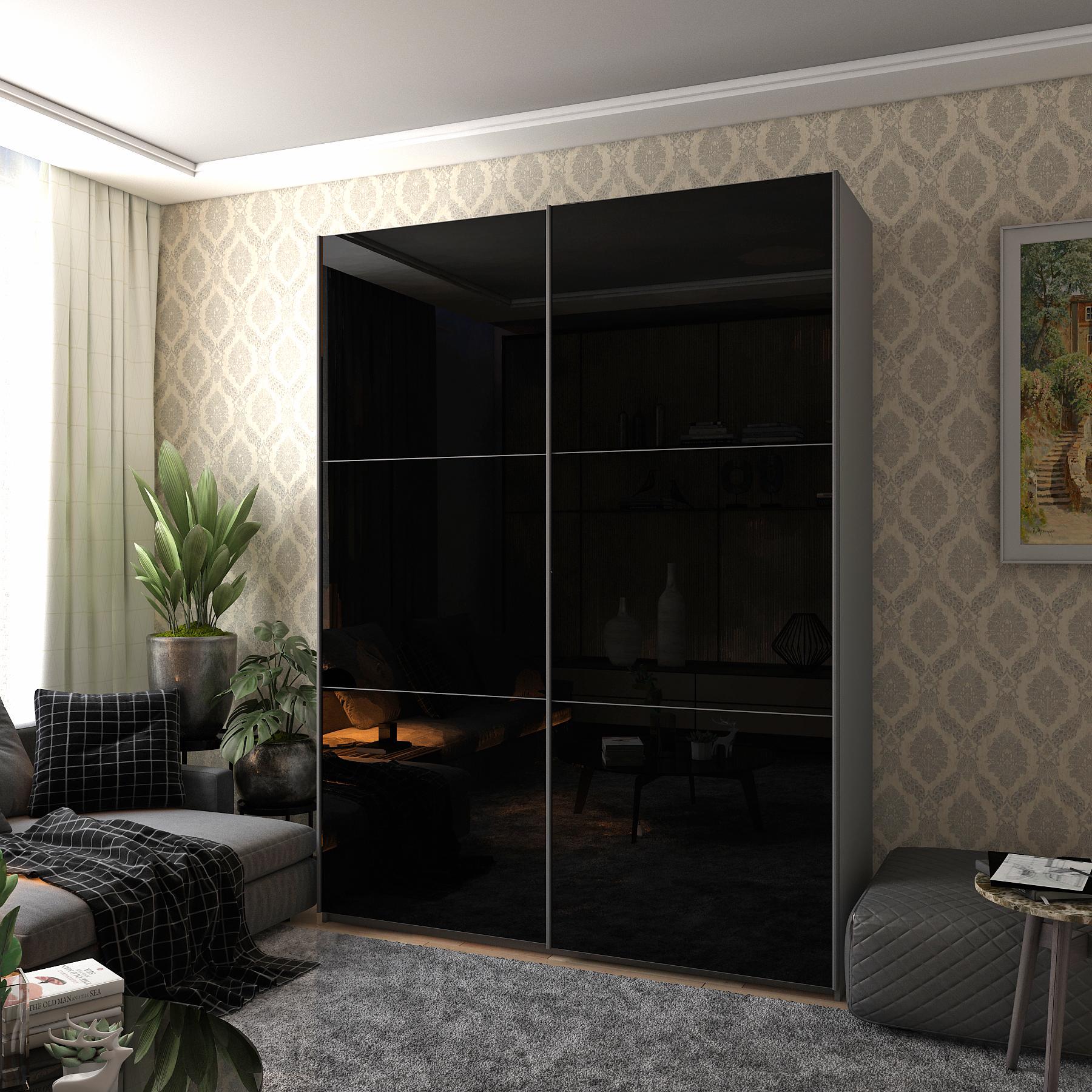 Шкаф-купе двухдверный Doros G-Caiser 180х60х240 см Графитовый/2 Чорних Скла (DRS-011030)