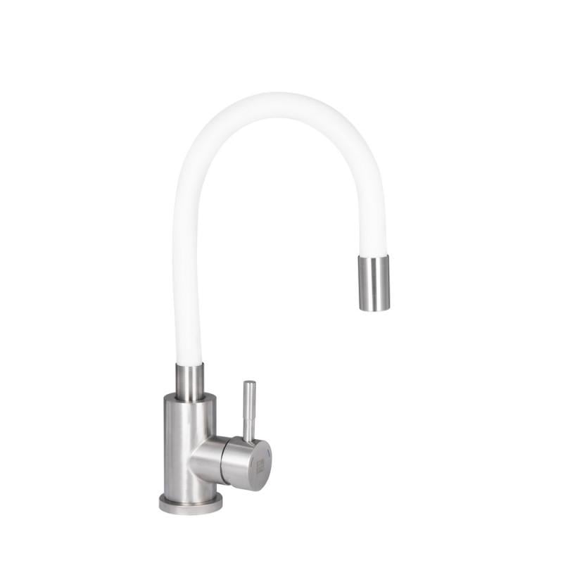 Смеситель для кухни Lidz Aria 015F3 K35 LDARI015F3WHI43362 с гибким изливом White/Nickel (36792778)
