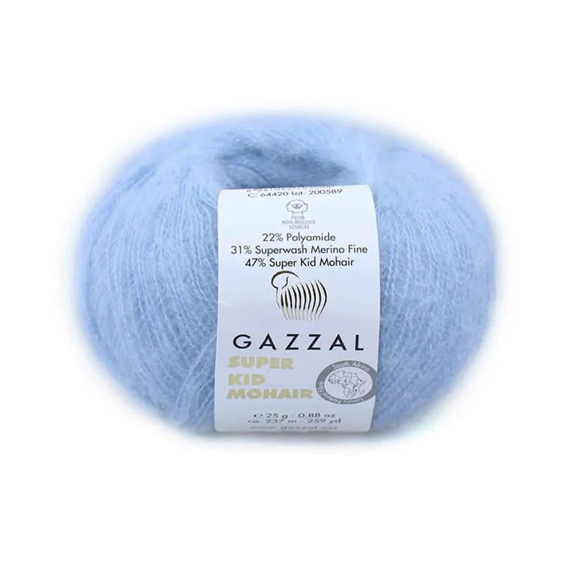 Пряжа Gazzal Super Kid Mohair 64420 Голубой