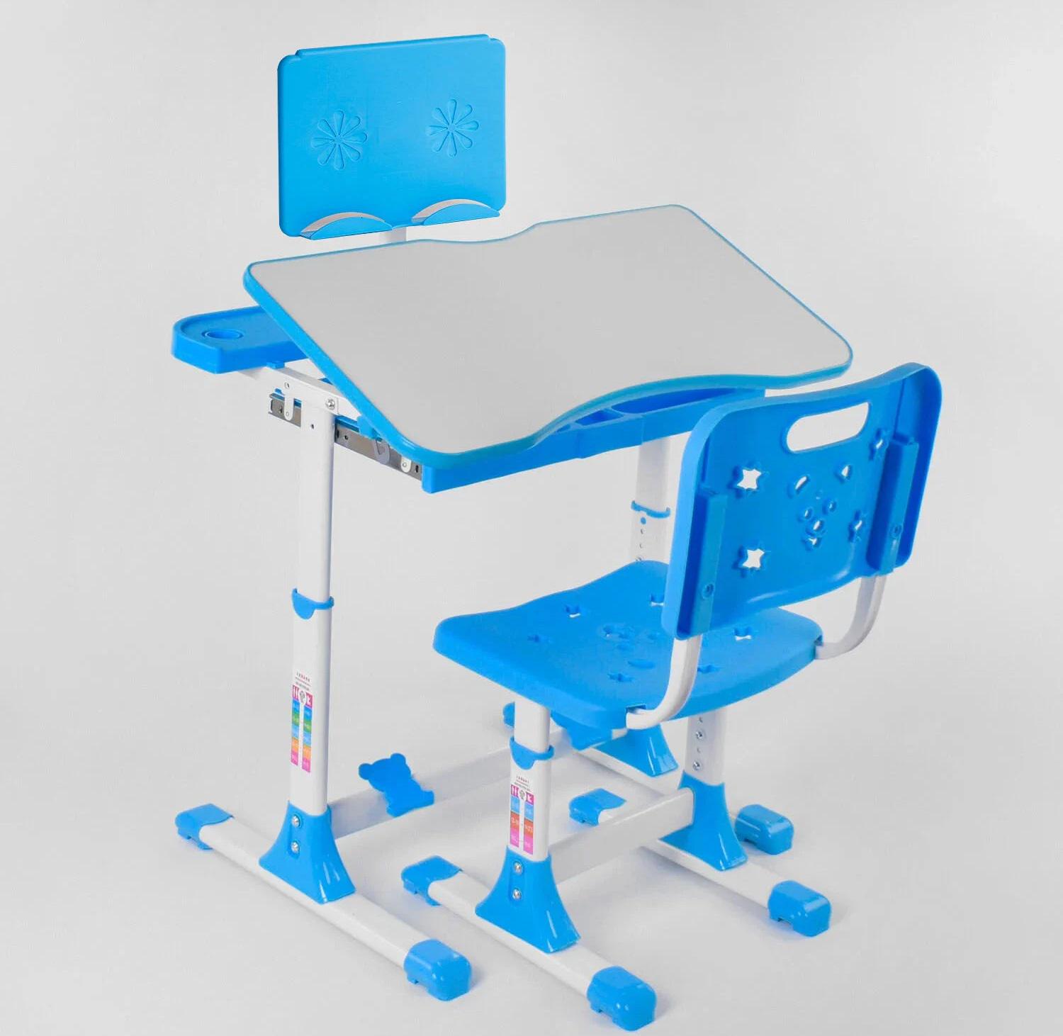 Парта со стульчиком регулируемая высота и угол наклона столешницы металл/пластик 70х49 см Blue (94159) - фото 3 Парта со стульчиком регулируемая высота и угол наклона столешницы металл/пластик 70х49 см Blue (94159) - фото 3