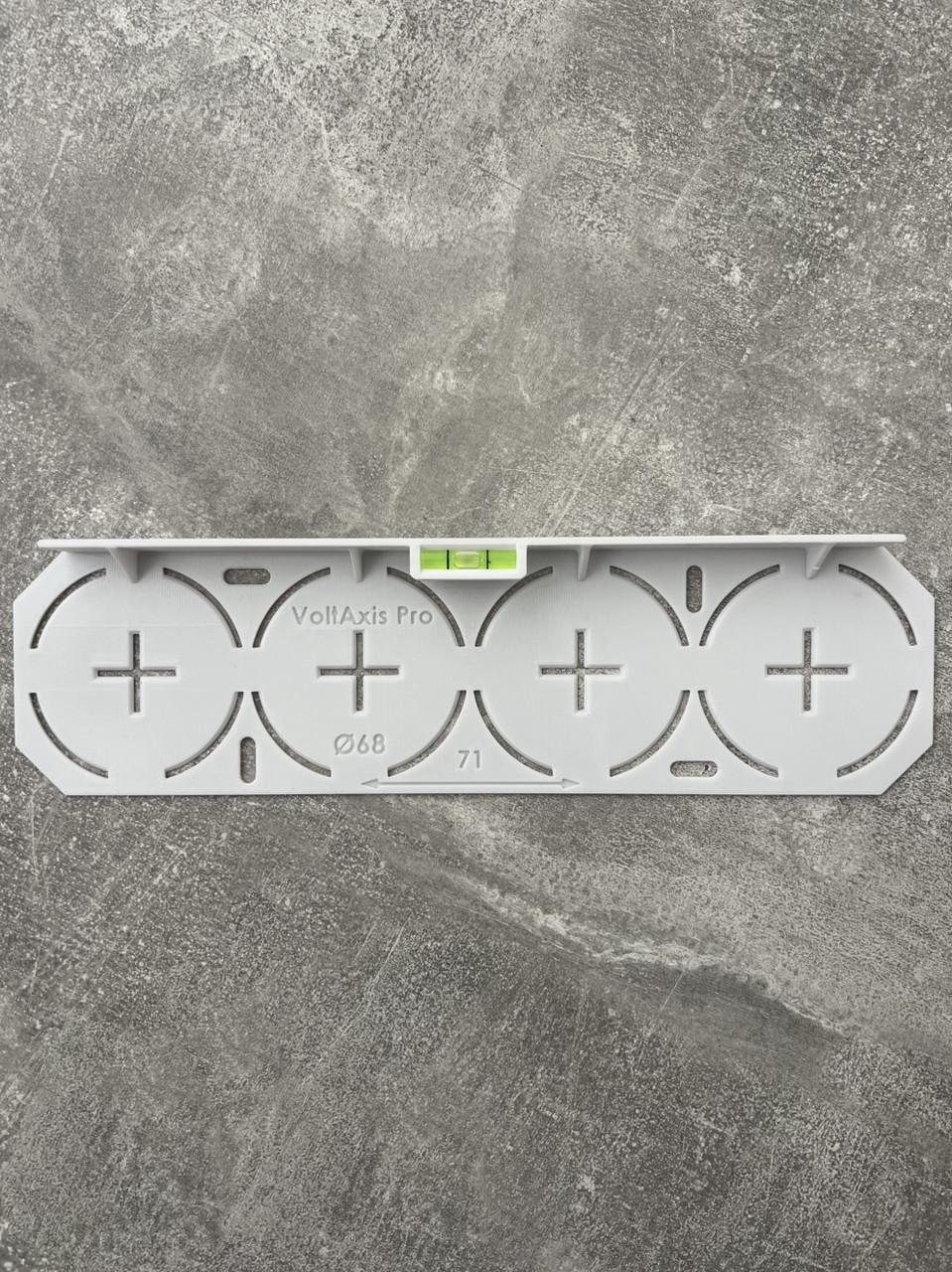 Шаблон кондуктор VoltAxis Pro с уровнем для разметки подрозетников/розеток и настенных переключателей на 4 розетки - фото 2 Шаблон кондуктор VoltAxis Pro с уровнем для разметки подрозетников/розеток и настенных переключателей на 4 розетки - фото 2