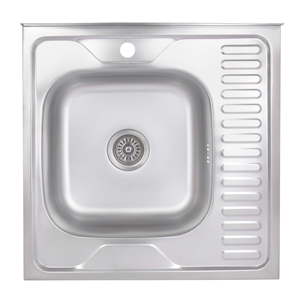 Кухонна мийка Brinex 6060-L 0,6 мм Satin (BRIN6060LSAT06)