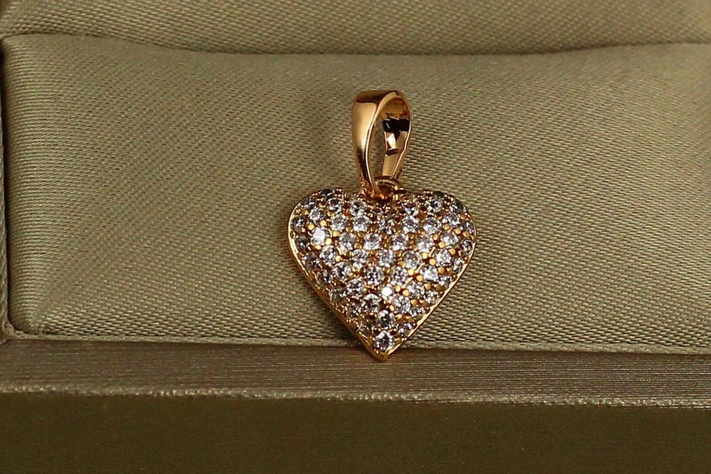 Кулон Xuping Jewelry серце з дрібними фіанітами 1,2 см Золотистий (2559288663)