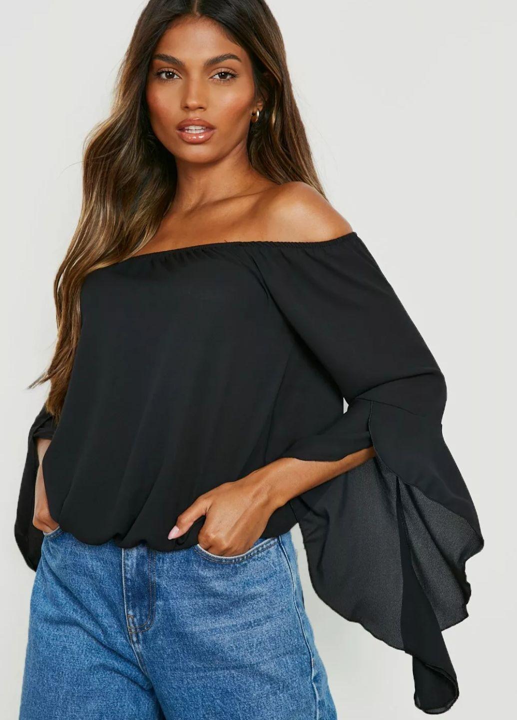 Блуза Boohoo с фигурными рукавами XL Черный (10410/48)