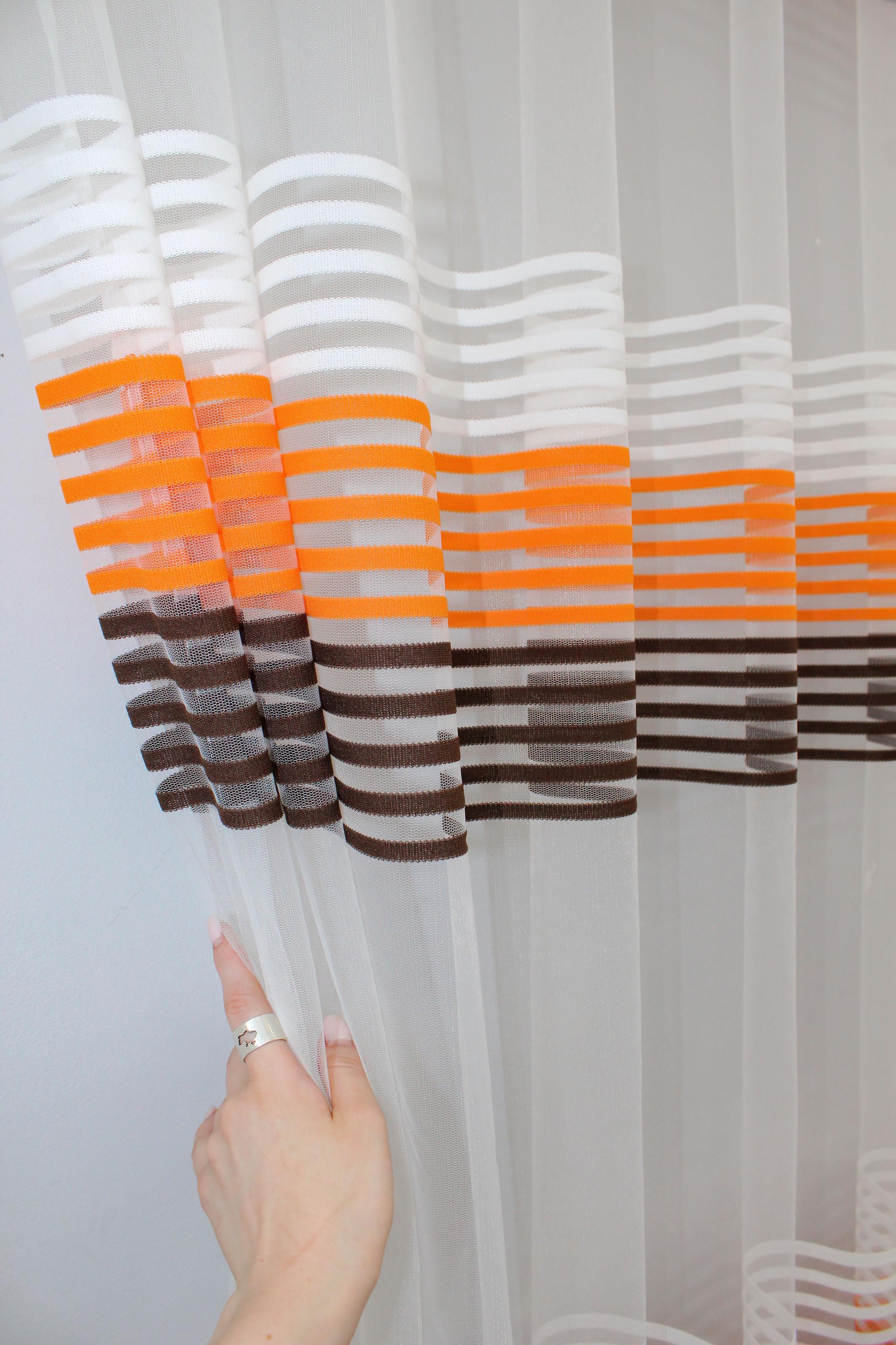 Тюль VR-Textil 1307т Терция фатин 300х270 см Молочный/Оранжевый/Венге (42-0009) - фото 2