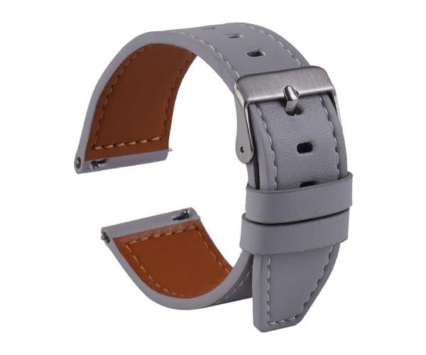 Ремешок Leather strap with straight tip для Samsung/Amazfit/Huawei 20 мм Light Grey