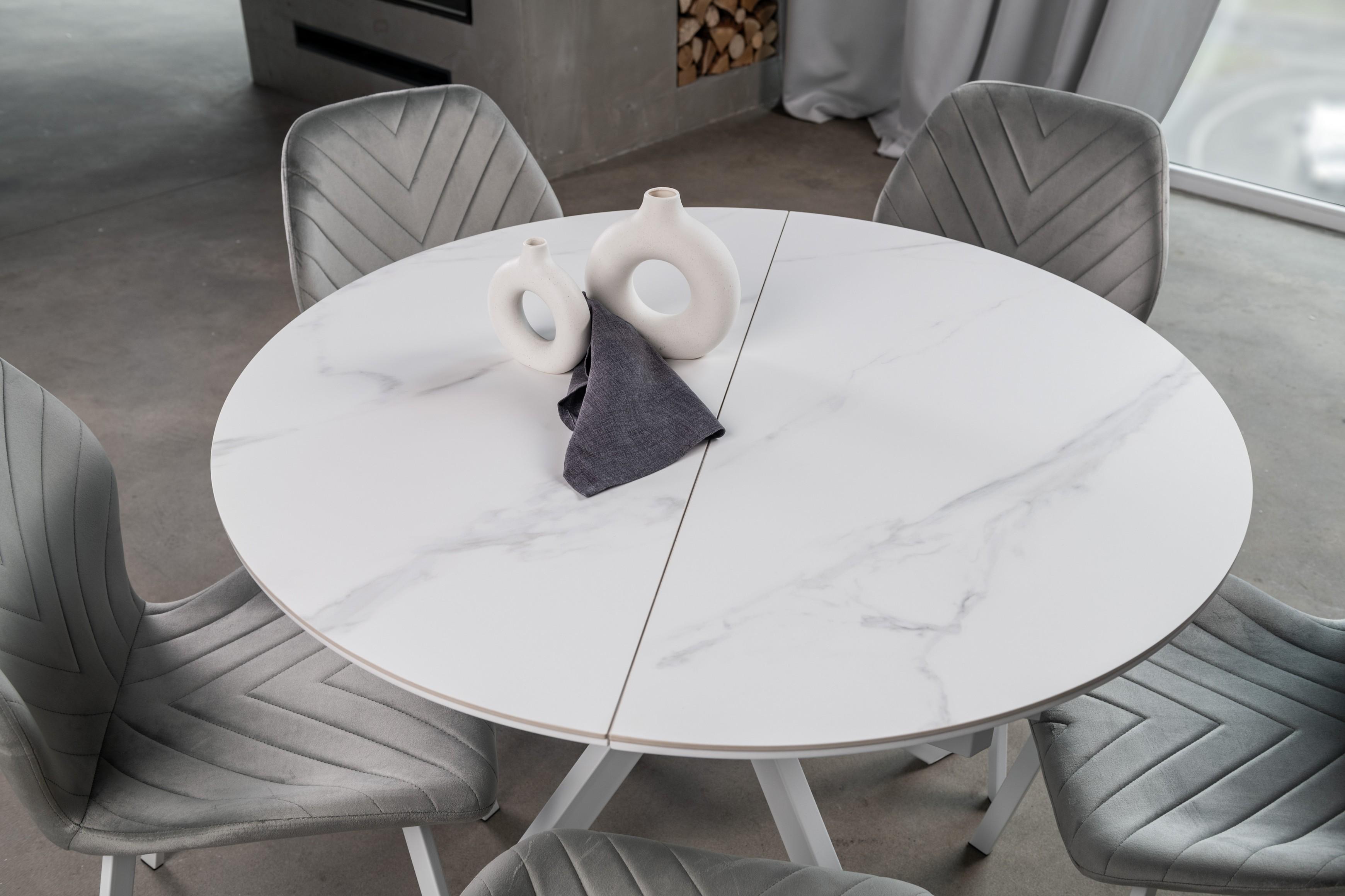 Обідній стіл круглий Vetro Mebel Офелія 1050/1380/760 мм Калакатта крістал/Білий (TML-1250) - фото 14 Обідній стіл круглий Vetro Mebel Офелія 1050/1380/760 мм Калакатта крістал/Білий (TML-1250) - фото 14