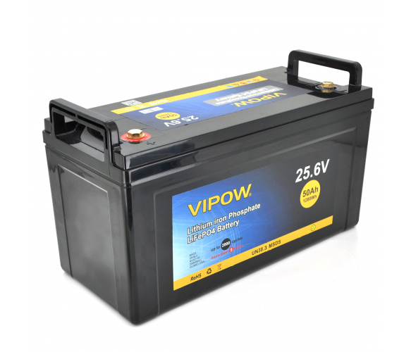 Акумуляторна батарея Vipow LiFePO4 25,6V 50Ah із вбудованою ВМS платою 40A