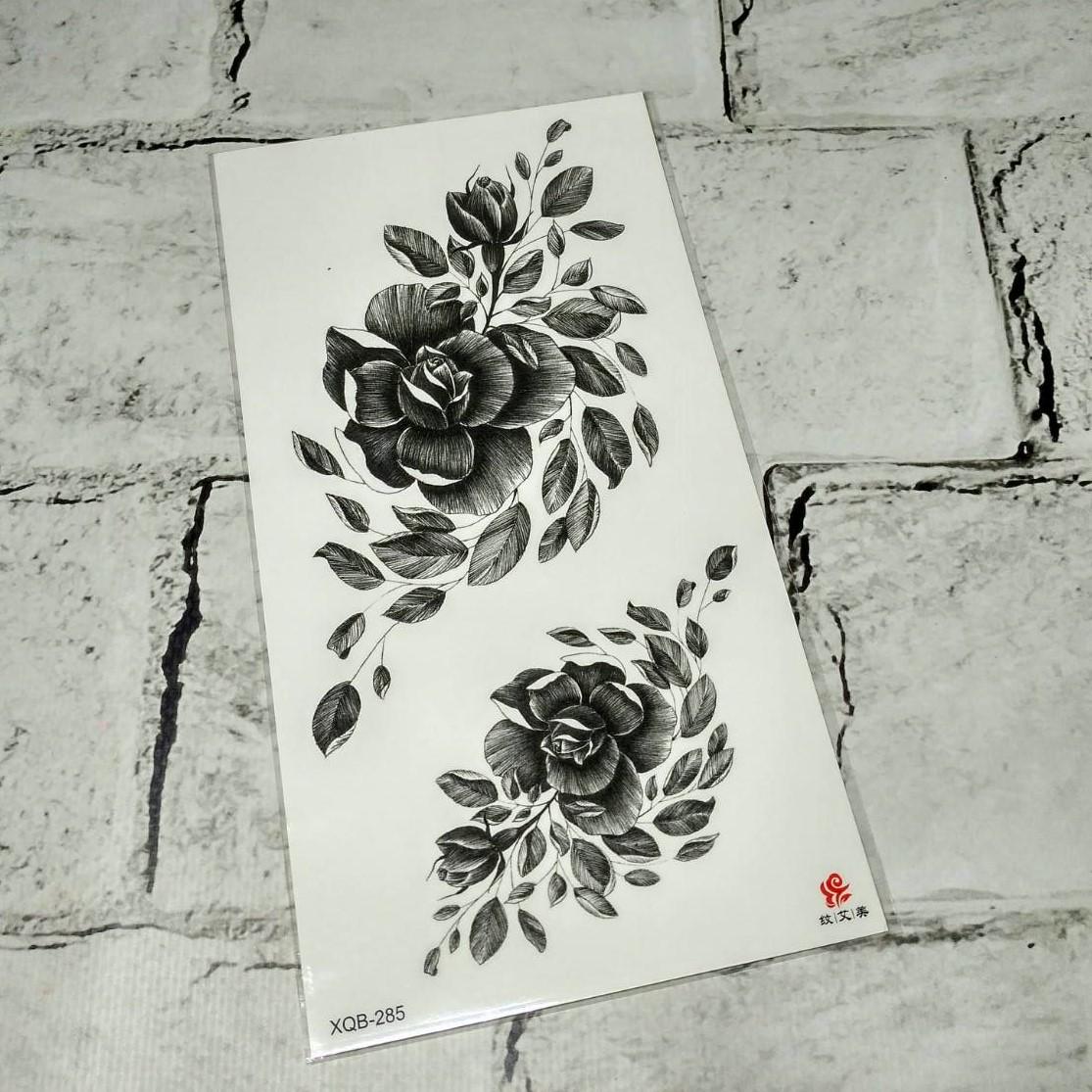 Тату временное Цветы лист 11,5x21 см (XQB-285)