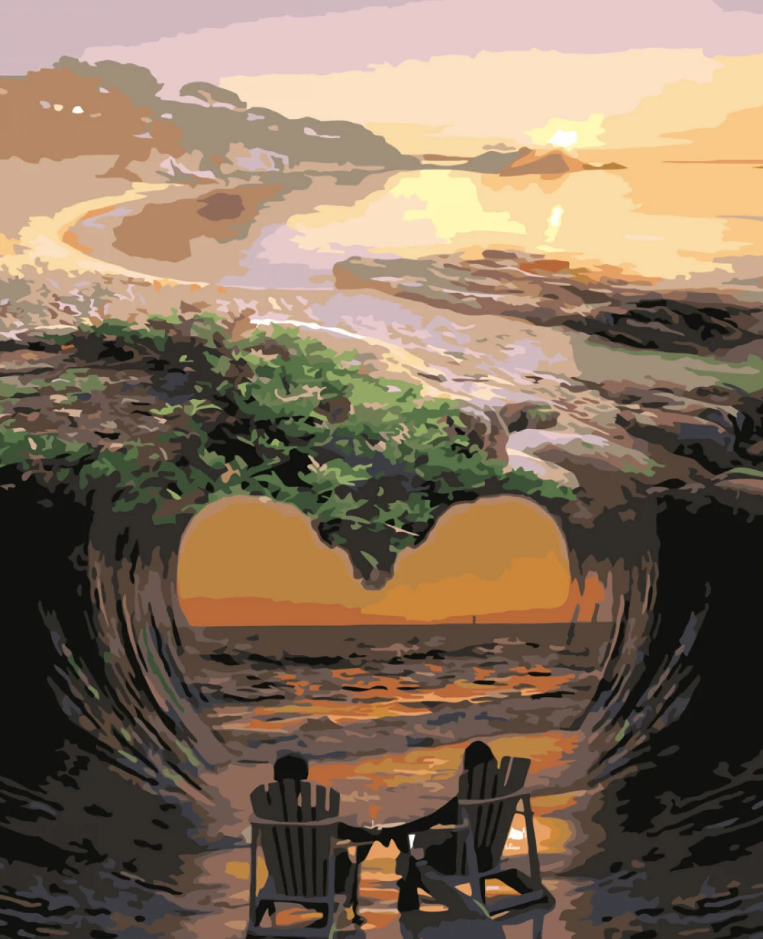 Картина по номерам Strateg Премиум Море любви с лаком и уровнем 40x50 см (SY6720)