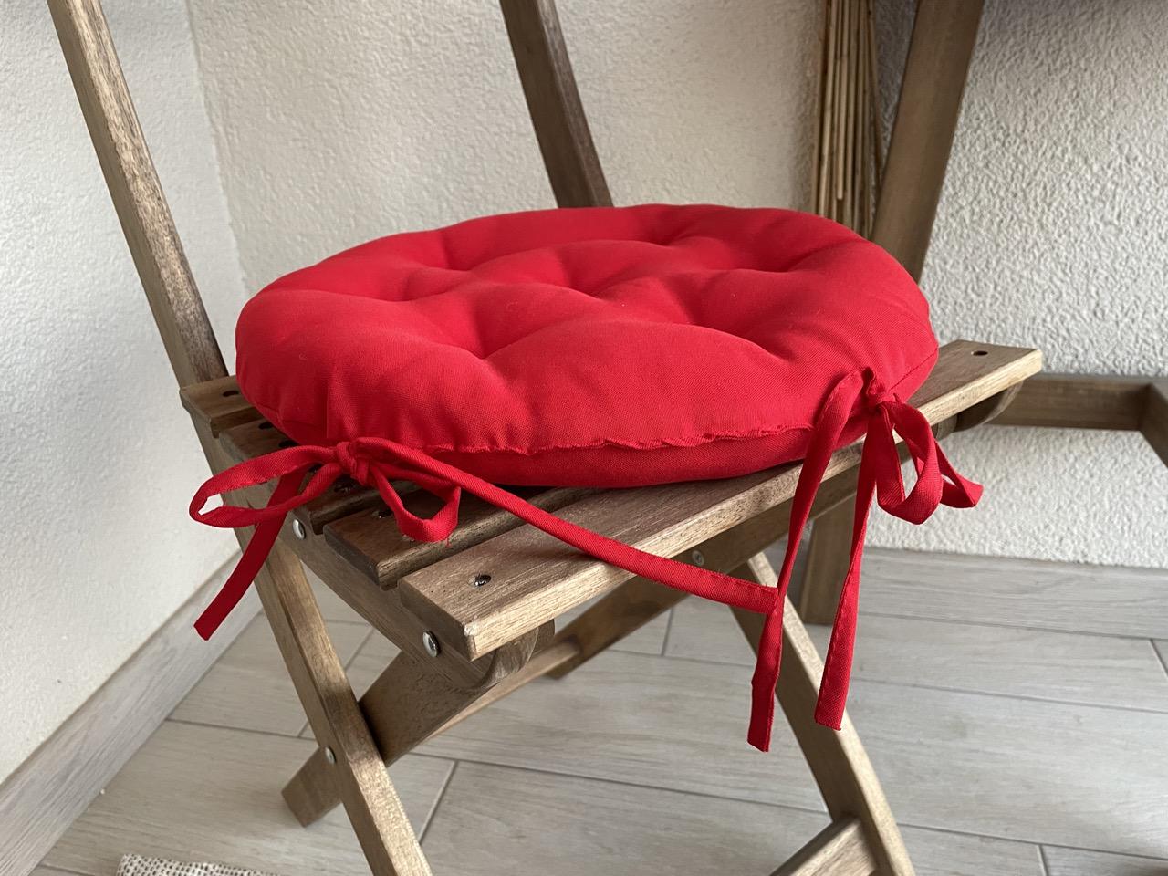 Подушка на стул с завязками круглая Color 40х40х5 см Красный - фото 4