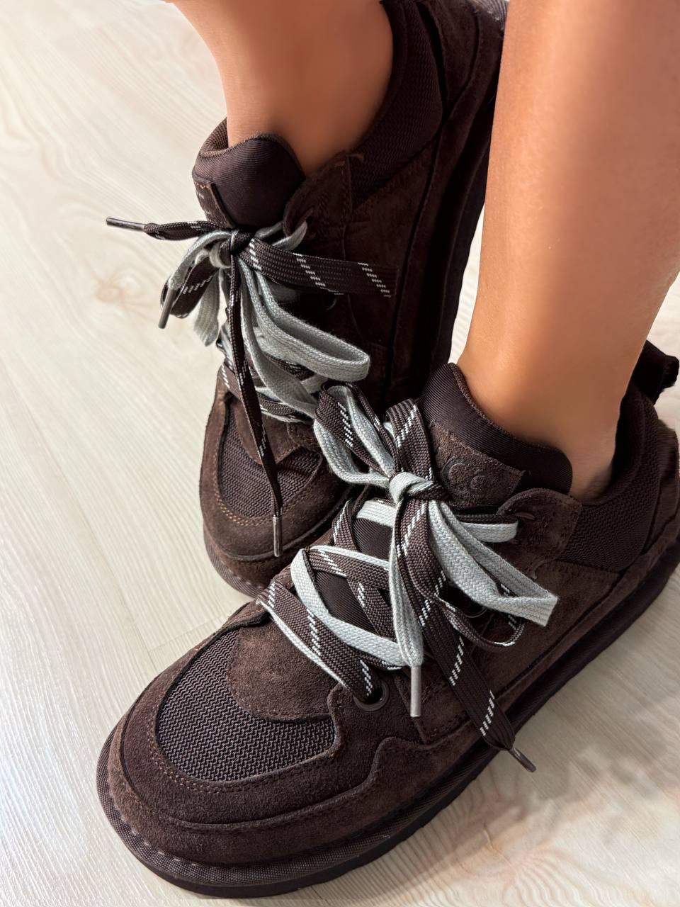 Кроссовки женские Hengji 1517-6 замшевые с двойной шнуровкой угги р. 38 24,5 см Коричневый - фото 7