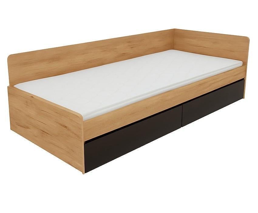 Кровать с ящиками Эверест 800 сплошной щит 80x190 см Крафт золотой/Венге (ЕВ20739.35)