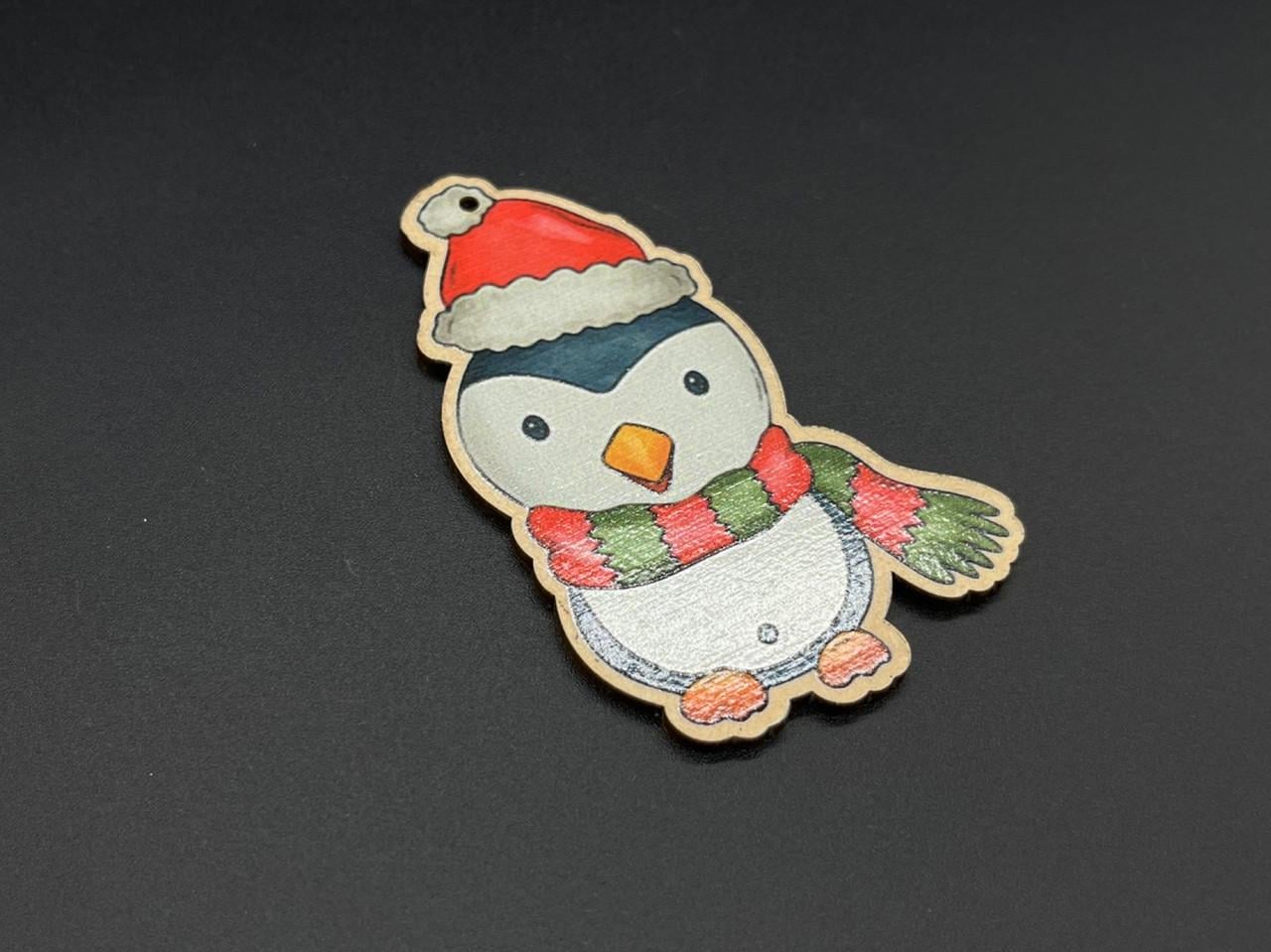 Игрушка новогодняя елочная с принтом Пингвиненок 9 см (1490444561)