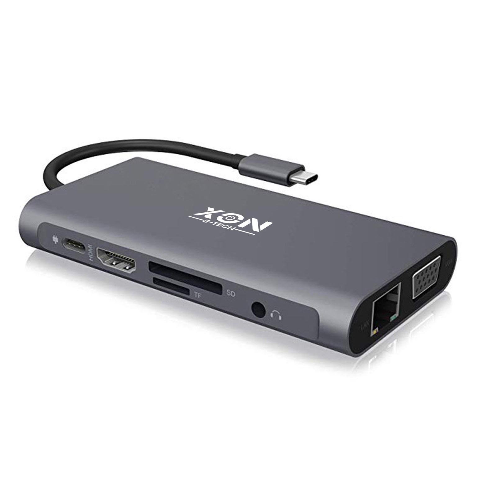 USB-хаб XON SmartHub 10в1 Сірий (UHCHP104300G 5252)