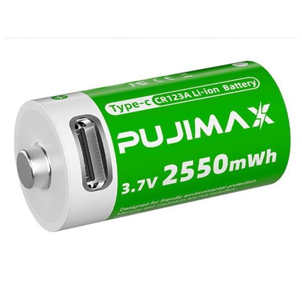 Акумулятор Pujimax CR123A 16340 з входом Type-C 2550mWh 3,7V Green (2575989159)