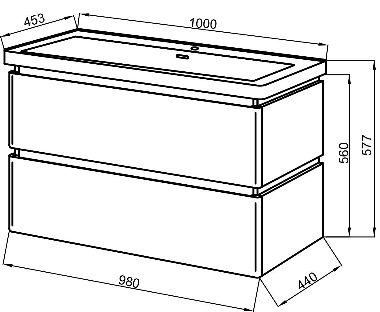 Тумба ЮВВИС Лион ТПБ-2 Д 100 см с умывальником Канте из искусственного камня (14853739) - фото 3