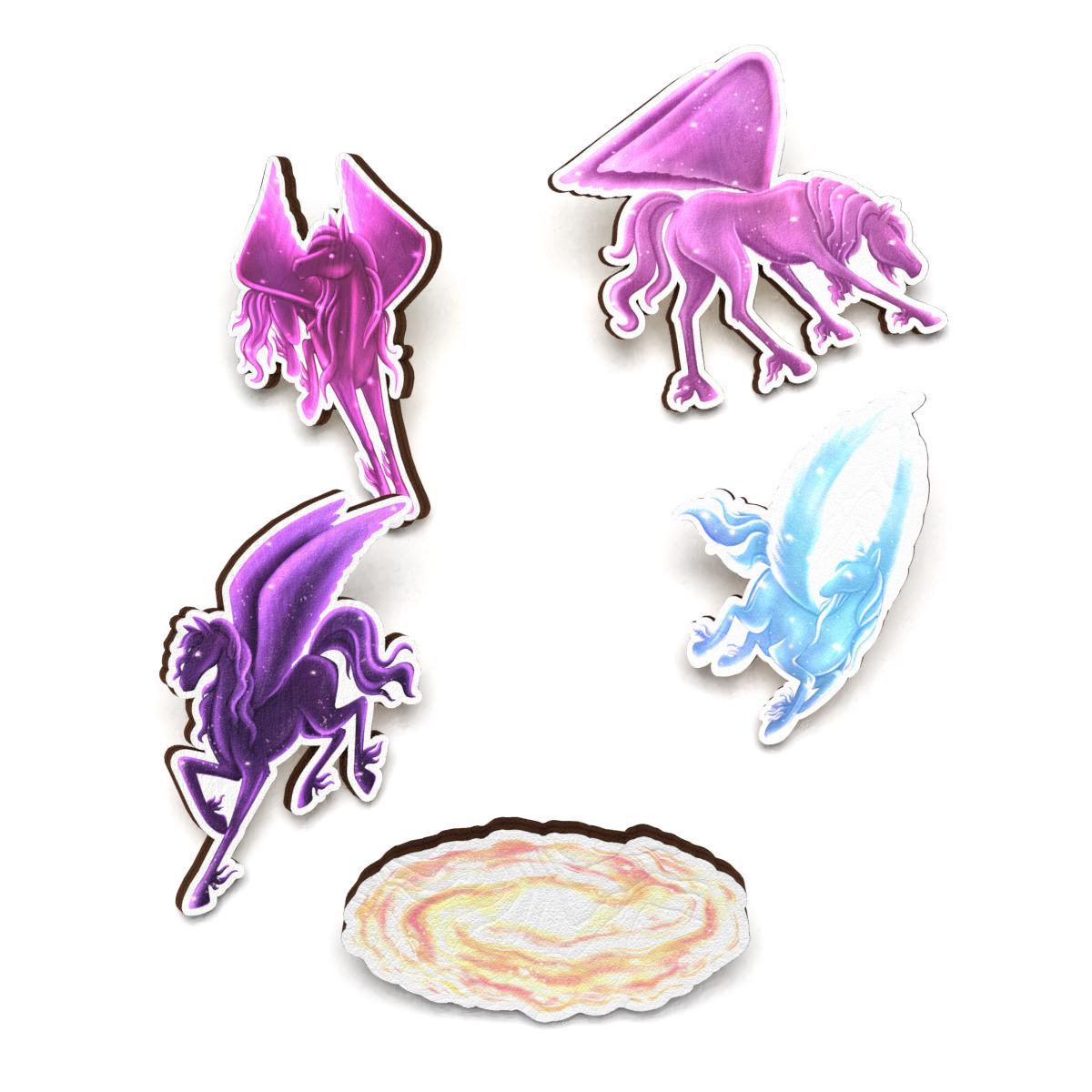 Набор значков Lex Altern Розовые пегасы из дерева 5 шт. (4481825)