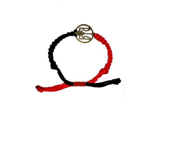Браслет плетеный Трезубец круглый Красно-черный