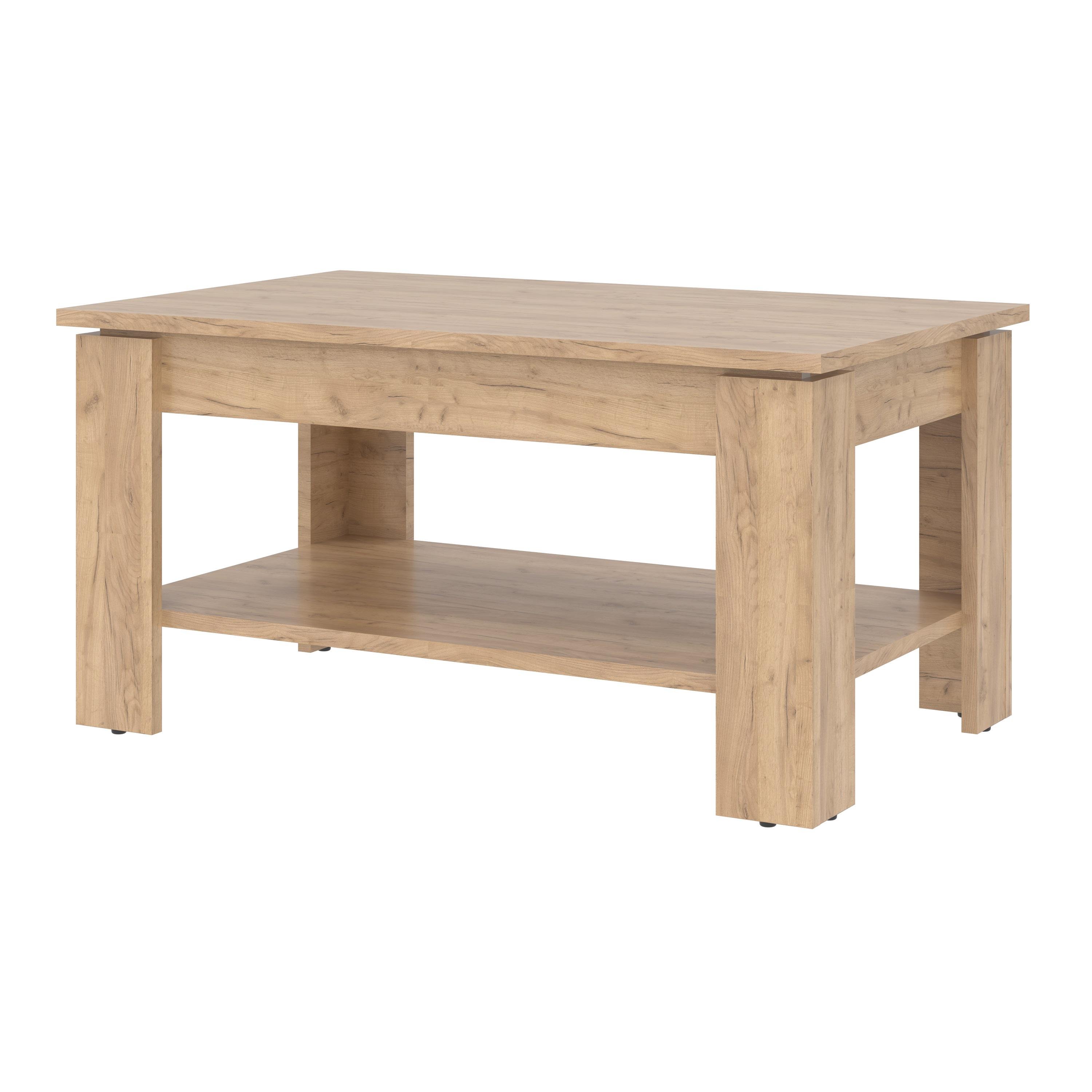 Стол журнальный MEBLIBUD BELLA с полкой 80х50х40 см Дуб крафт Золотой - фото 1