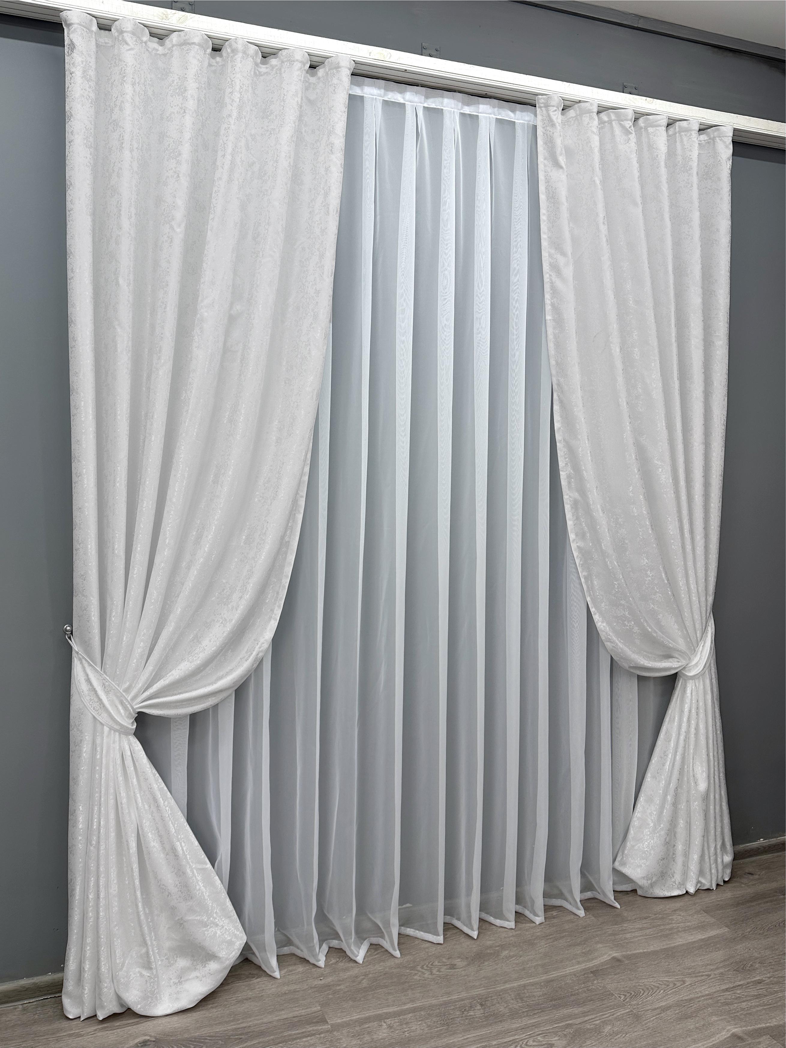 Комплект готовых штор VR-Textil Жаккард Мрамор Al1 № 1300ш 100х270 см 2 шт. Белый (31-573) - фото 3 Комплект готовых штор VR-Textil Жаккард Мрамор Al1 № 1300ш 100х270 см 2 шт. Белый (31-573) - фото 3