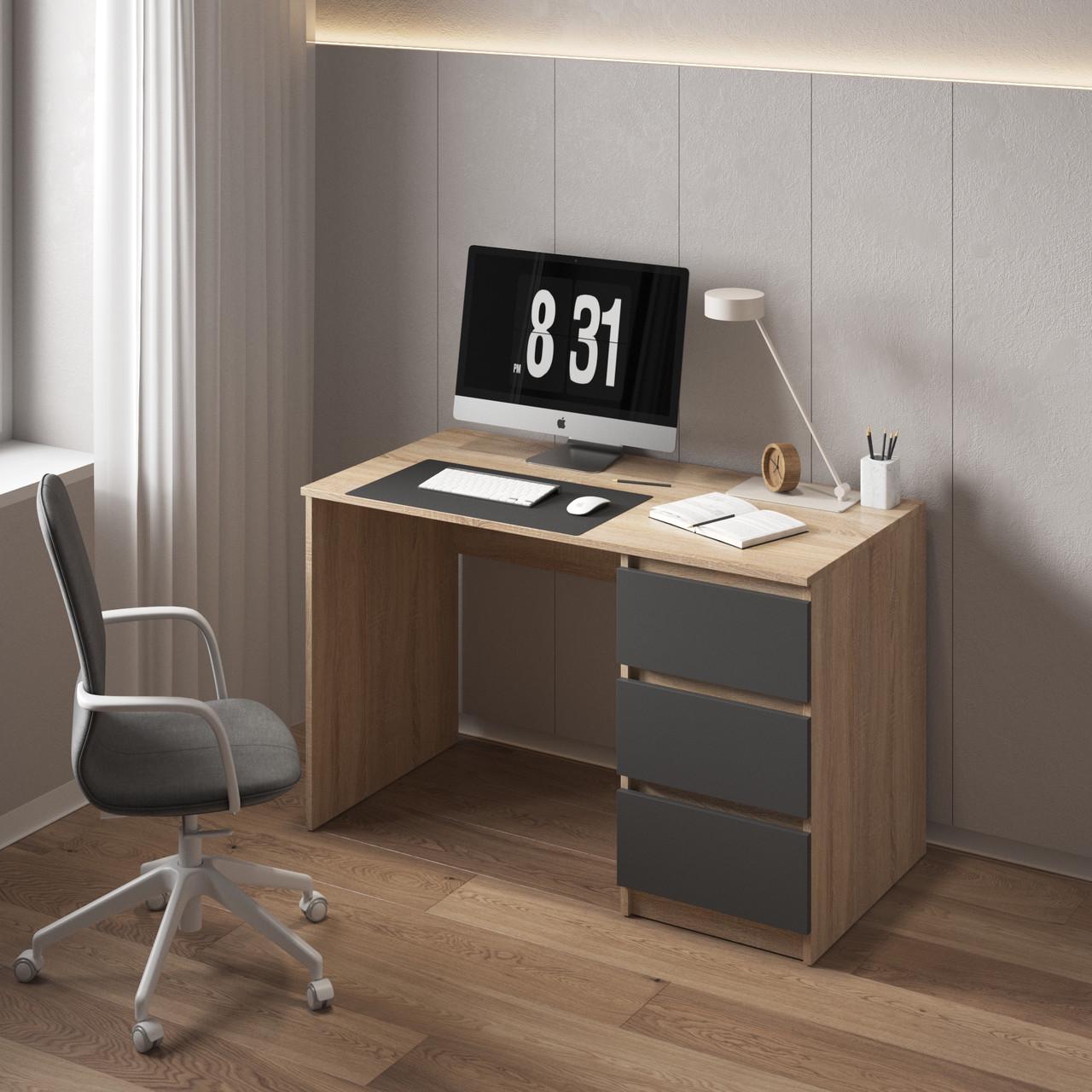 Стіл комп’ютерний з тумбою Вайс R-1 1200х600х755 мм Дуб Сонома-Антрацит фасад (30435082) - фото 1 Стіл комп’ютерний з тумбою Вайс R-1 1200х600х755 мм Дуб Сонома-Антрацит фасад (30435082) - фото 1