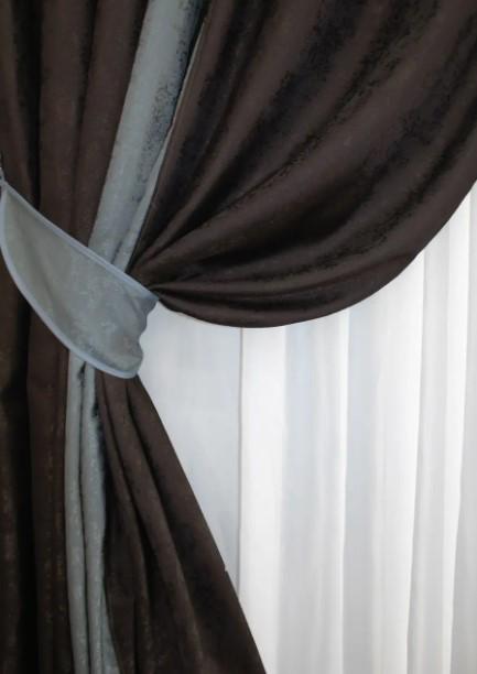Комплект комбінованих штор 1,8х2,7 м 2 шт. Венге/Сірий (016дк/613-1015-613ш) - фото 2