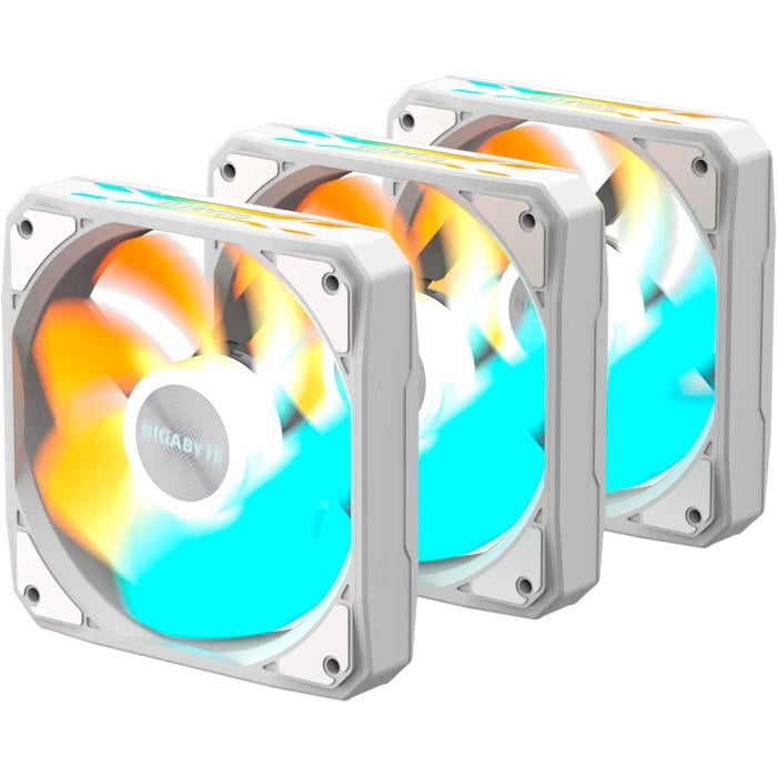 Вентилятор для корпуса Gigabyte EZ Chain RVS Fan 120 Ice PWM 120 мм 3 Pack White (GP-GBT EZRVSFAN1203 ICE)