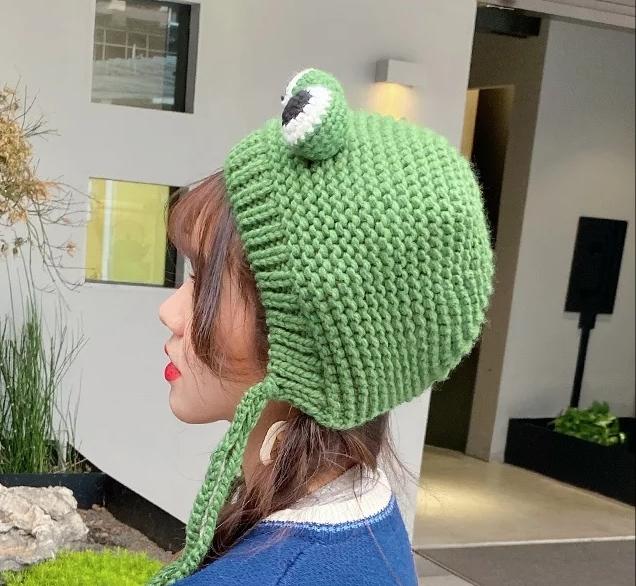 Шапка теплая вязаная Лягушонок унисекс - фото 3